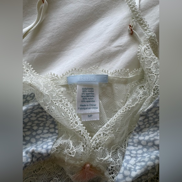 Eberjey Gray Chemise with Cream Lace - Picture 3 of 5